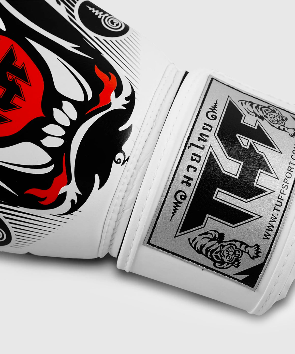 Tuff Tiger Leather Muay Thai Gloves - White