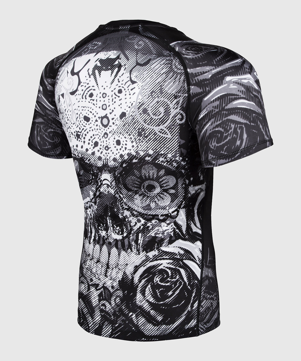 Rashguard Venum Santa Muerte 3.0 - Mangas Cortas – Negro/Blanco
