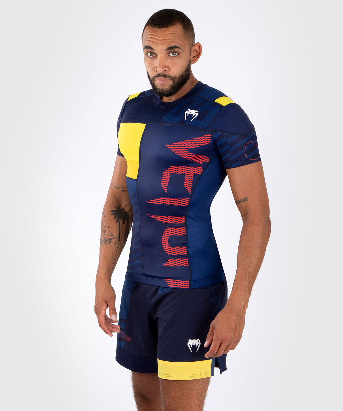 Venum Sport 05 Camiseta de Compresión de Manga Corta - Azul/Amarillo