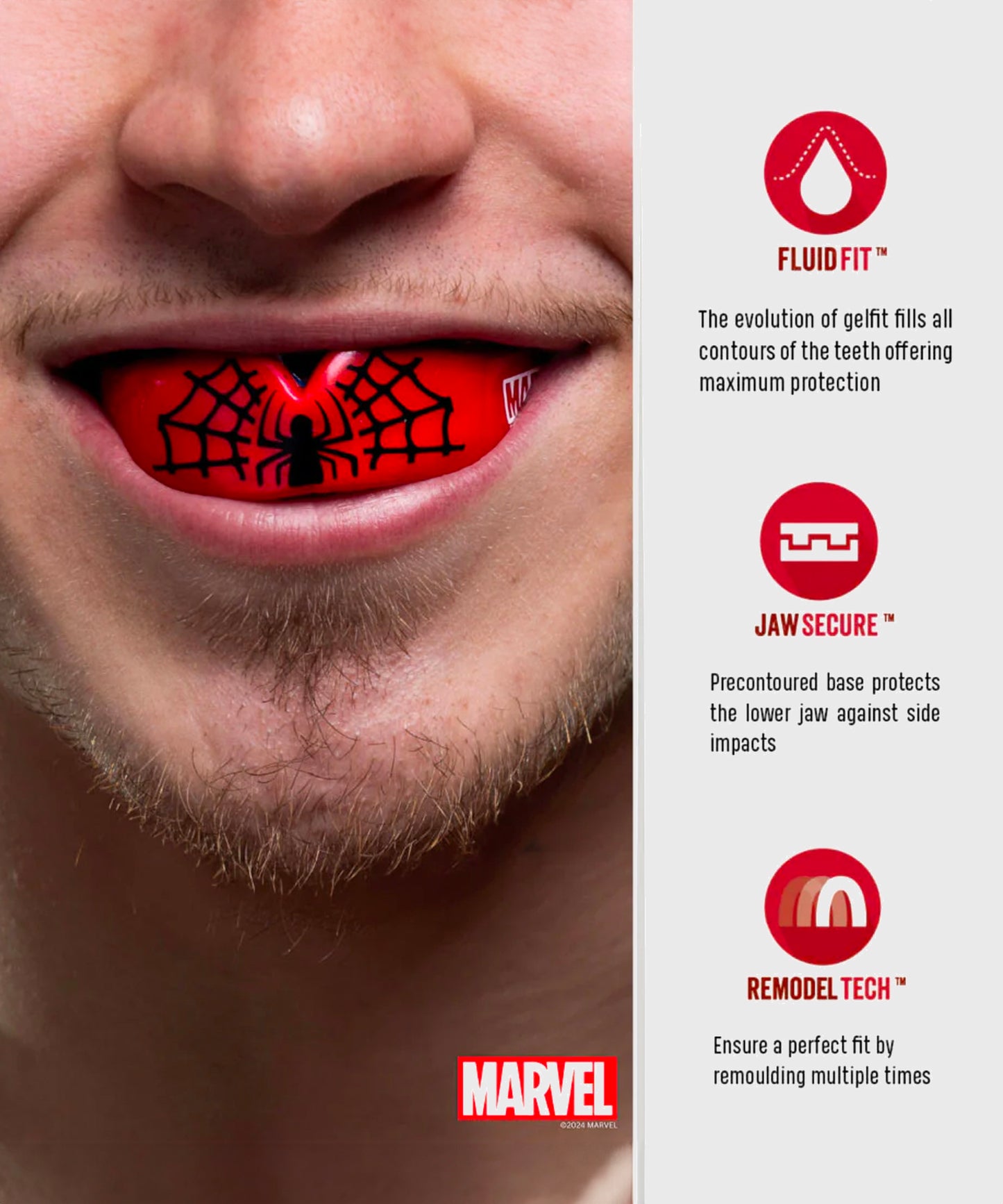 Safejawz Marvel - Spider-Man Paradenti - Rosso