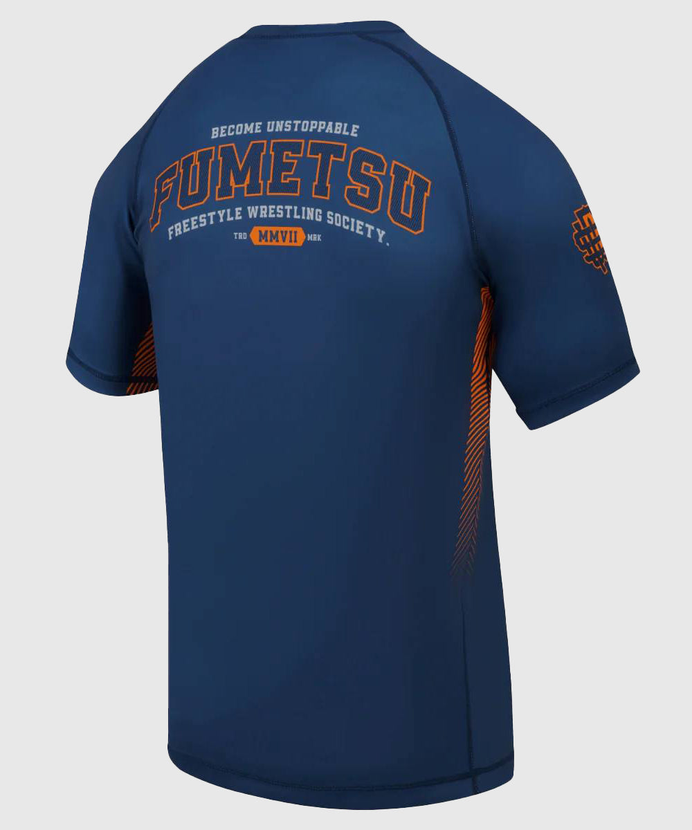 Fumetsu Varsity Kurzarm-Rashguard - Marineblau