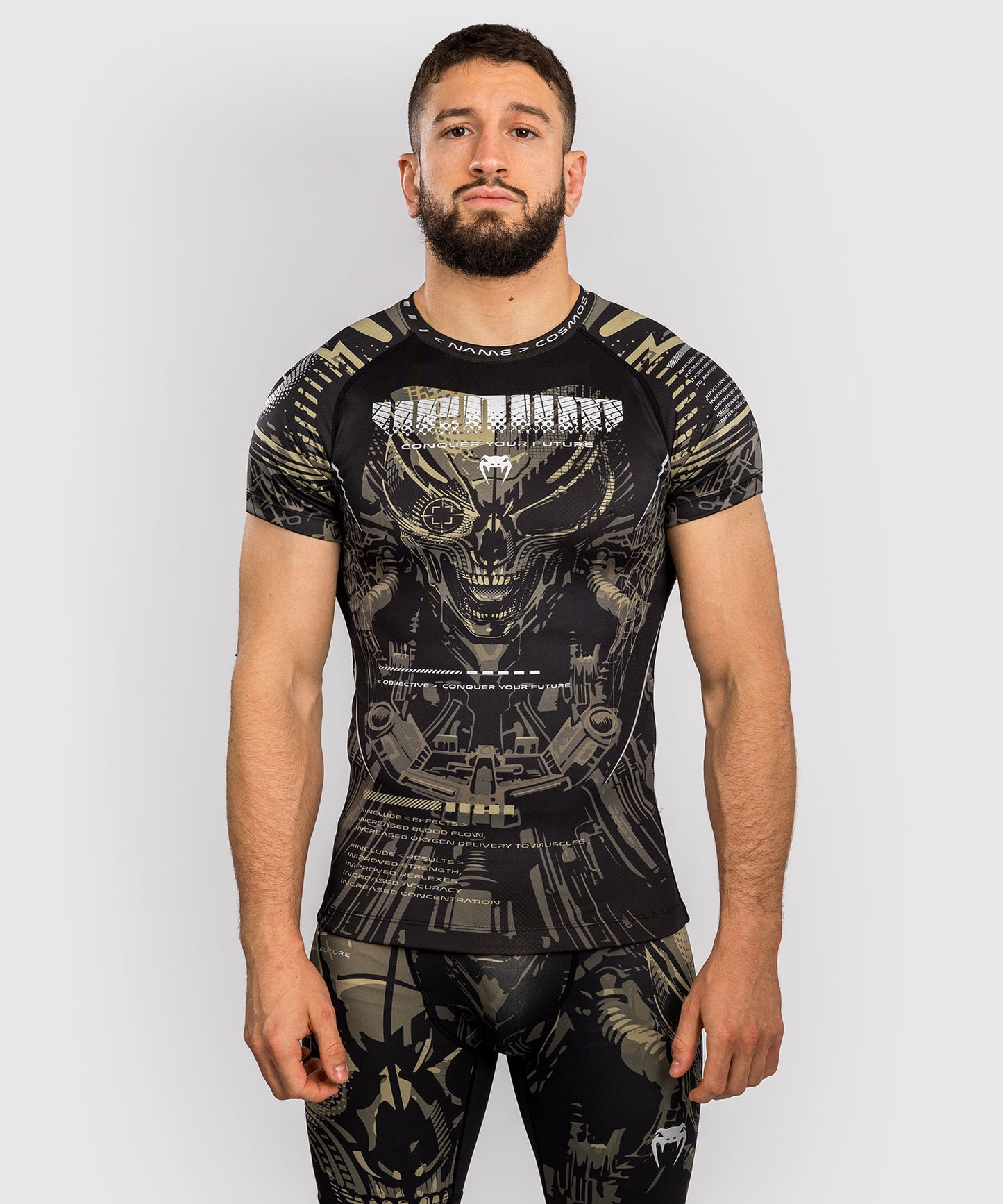 Venum Invader Kurzarm Rashguard - Schwarz/Sand