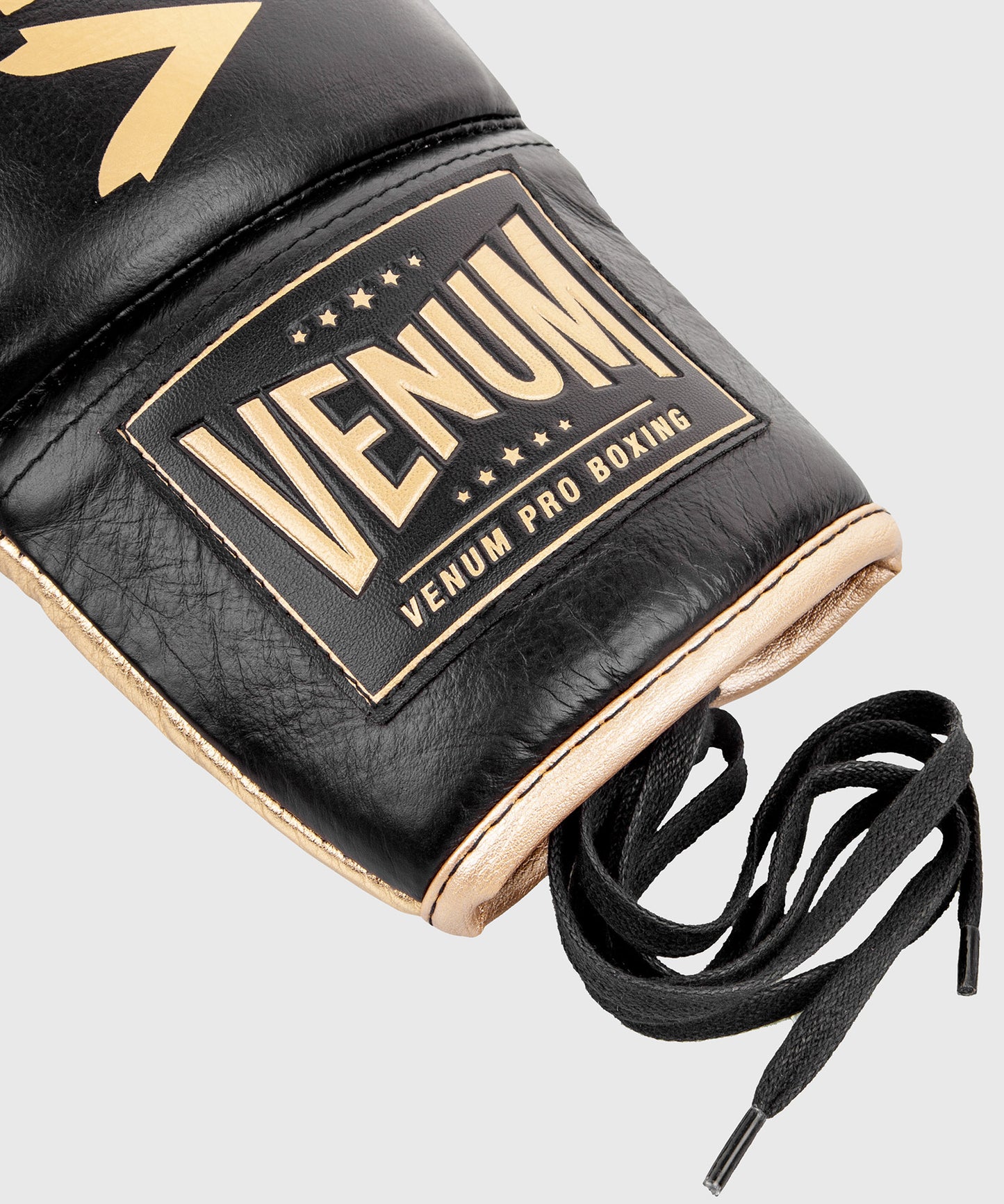 Guantoni da boxe professionali Venum Hammer con lacci - Nero/Oro