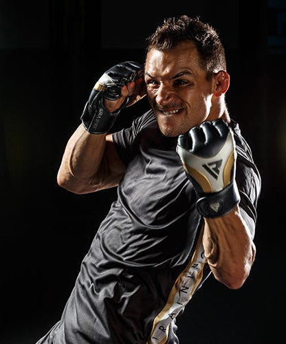 RDX Aura T-17 Guantoni da MMA Grappling - Nero/Bianco/Oro