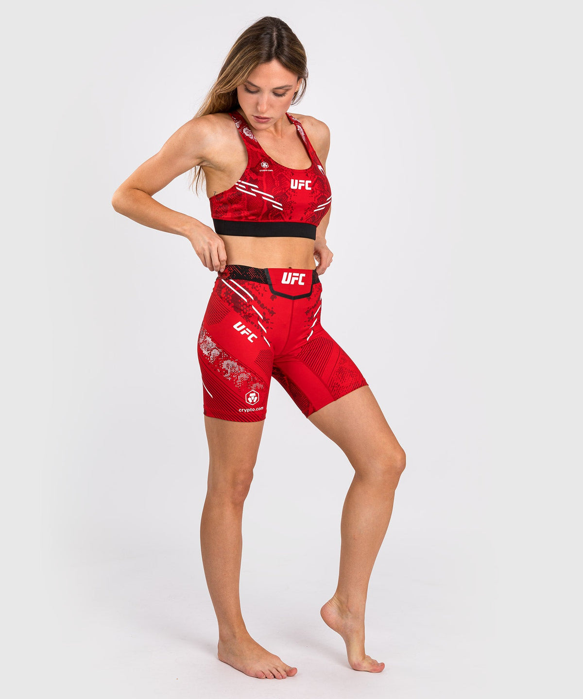 Kompressionsshorts Long Fit für Frauen UFC Adrenaline by Venum Authentic Fight Night - Rot