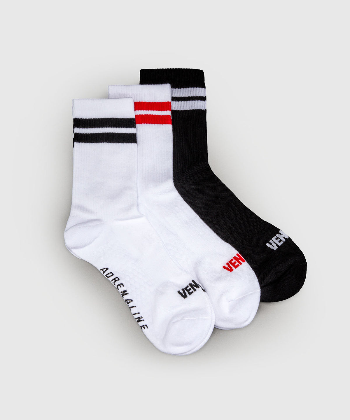 Venum Adrenaline Crew-Socken 3er-Pack - Schwarz/Weiß/Rot