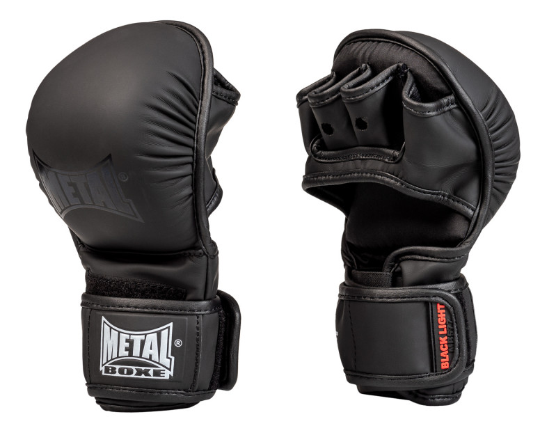 Metal Boxe Con pulgares Guantes de Sparring MMA - Negro