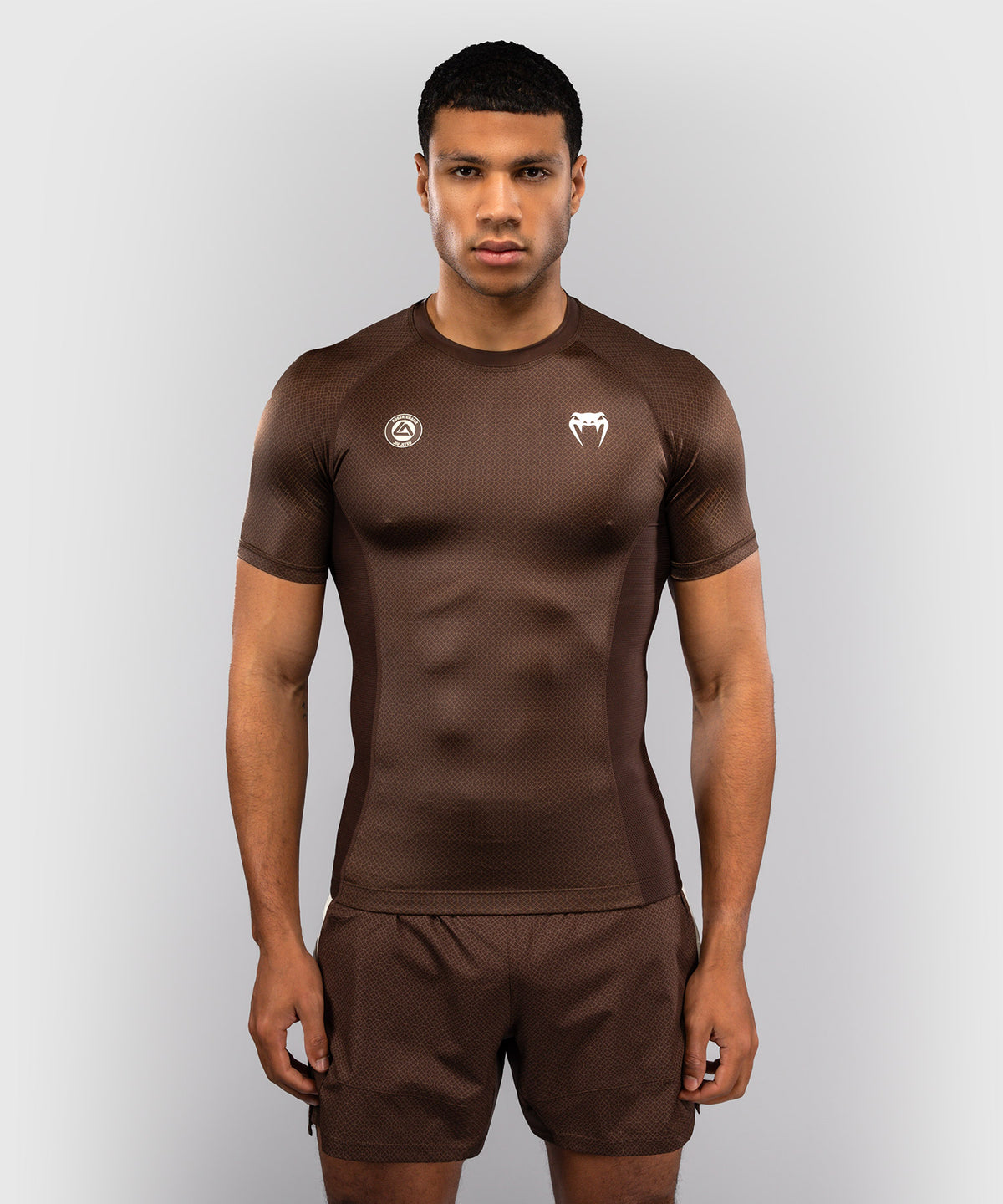 Rashguard à Manches Courtes Venum x Roger Gracie Academy - Marron Foncé