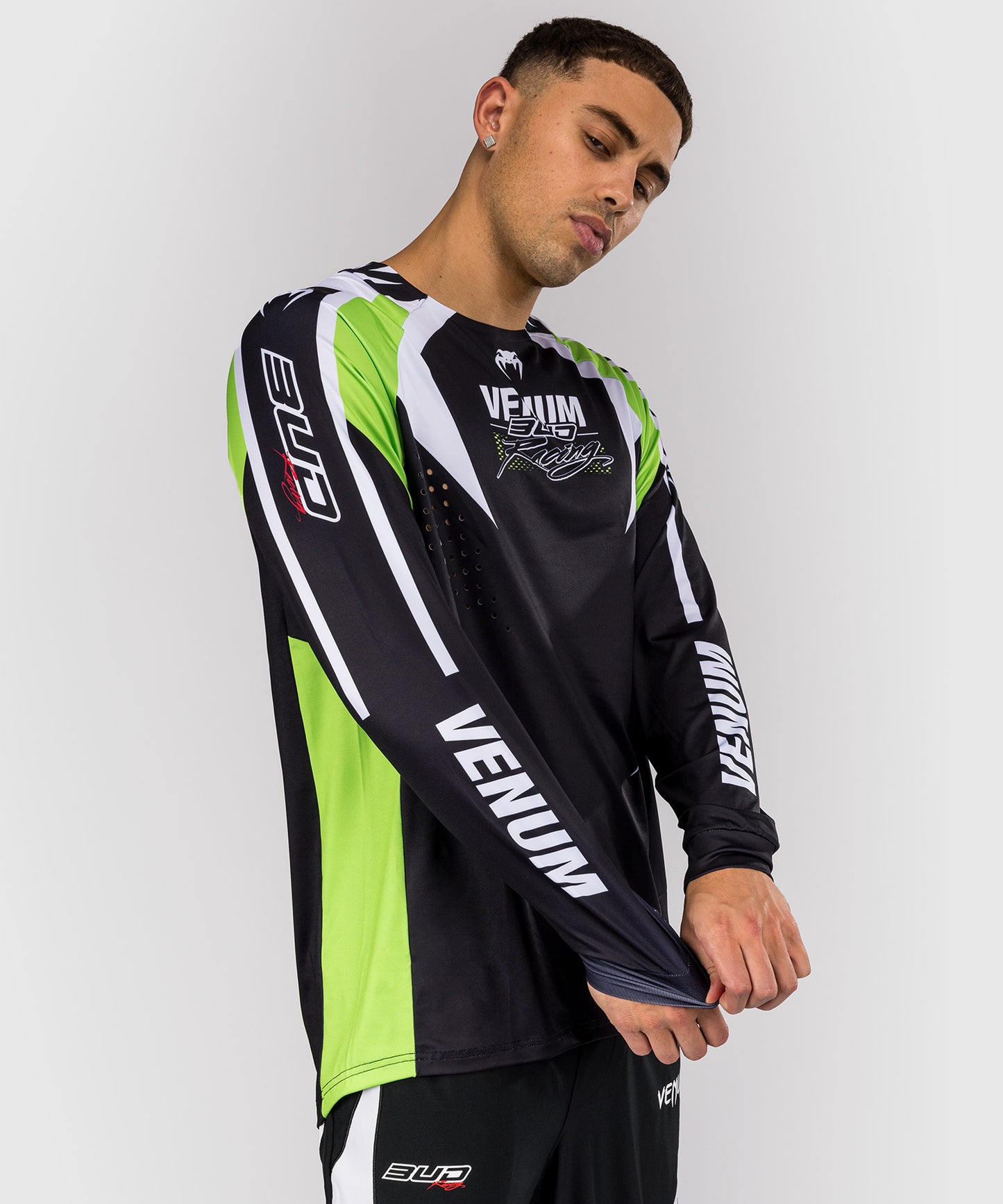 Venum x Bud Racing Maglietta Dry-Tech Uomo - Nero/Bianco/Verde lime