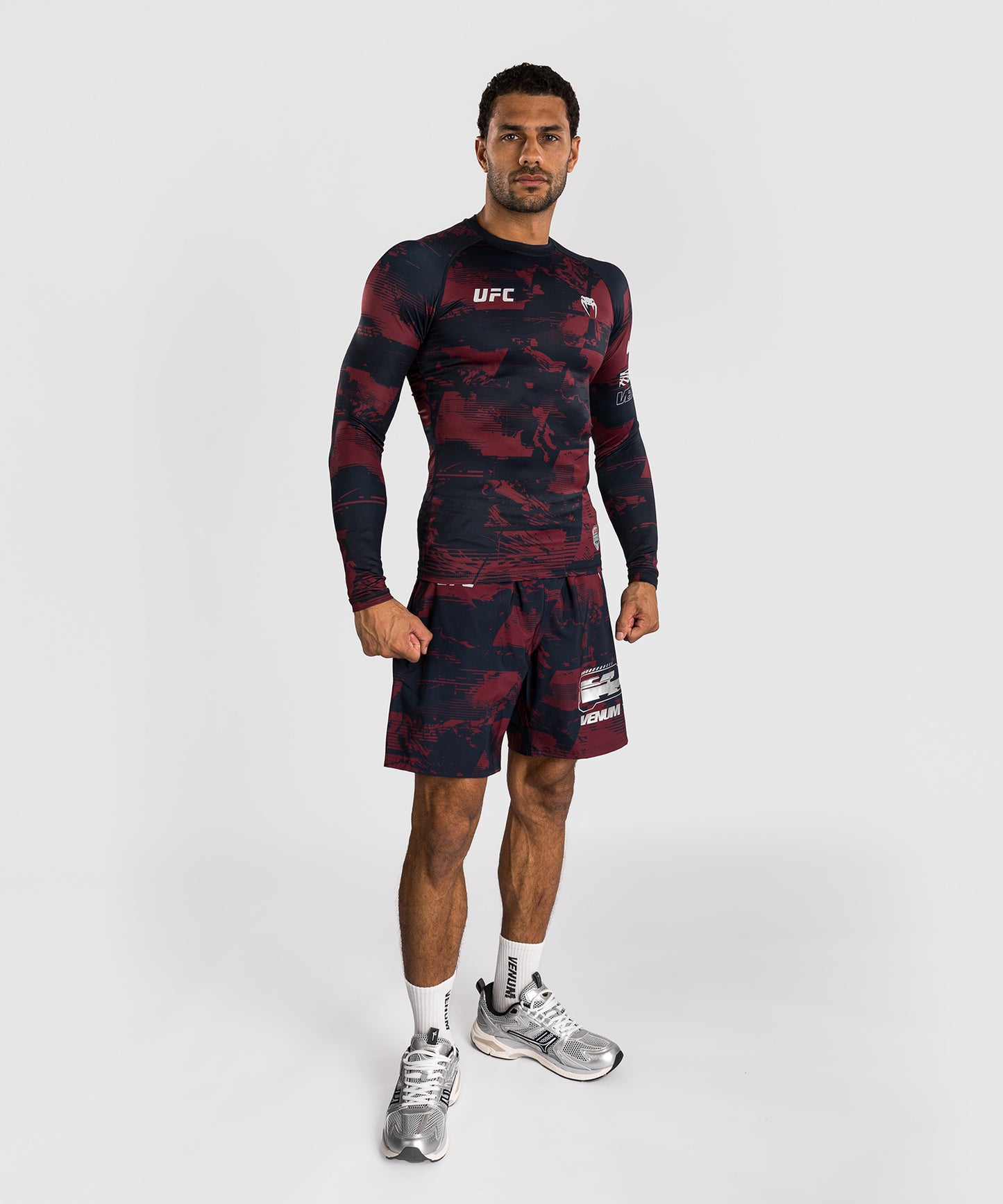 Rashguard manches longues Performance Homme UFC Zenith by Venum Authentic Fight Week - Bleu marine/Bordeaux/Argent