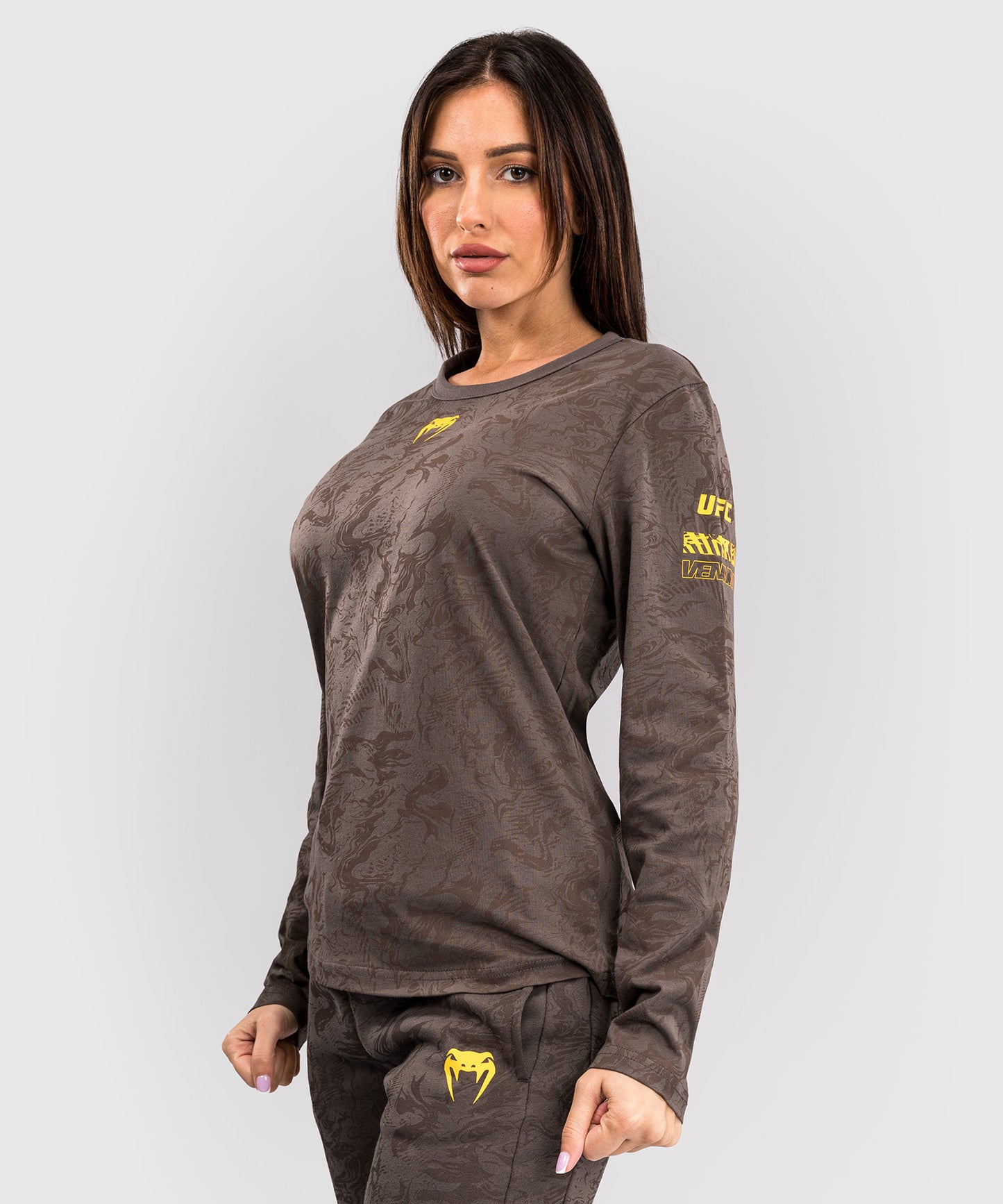 UFC Fusion by Venum Fight Week Women’s Long Sleeve Cotton T-Shirt - Earthen Brown