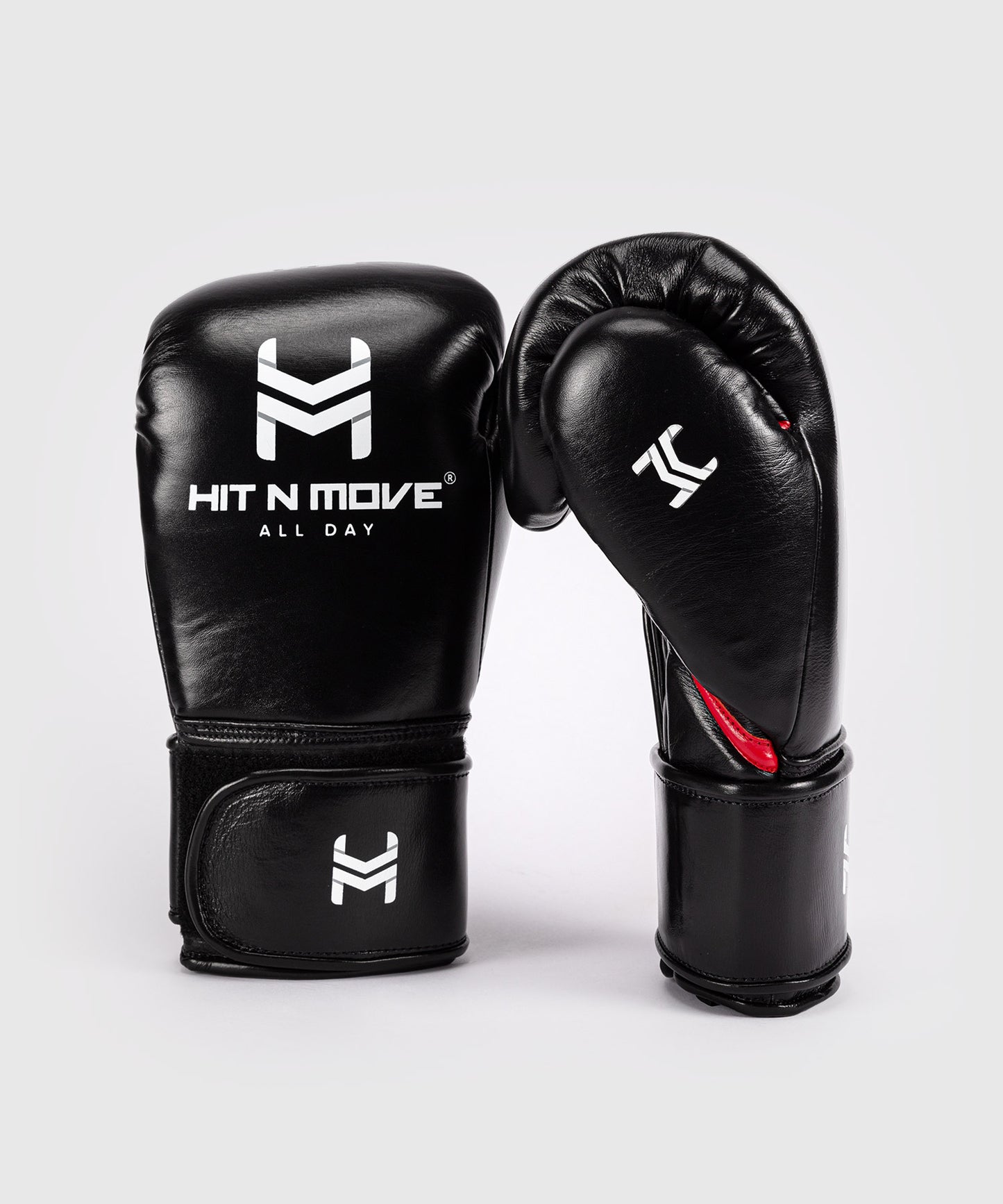 Hit N Move All Day® Pro Grip Plus Guantes de Boxeo - Negro/Rojo