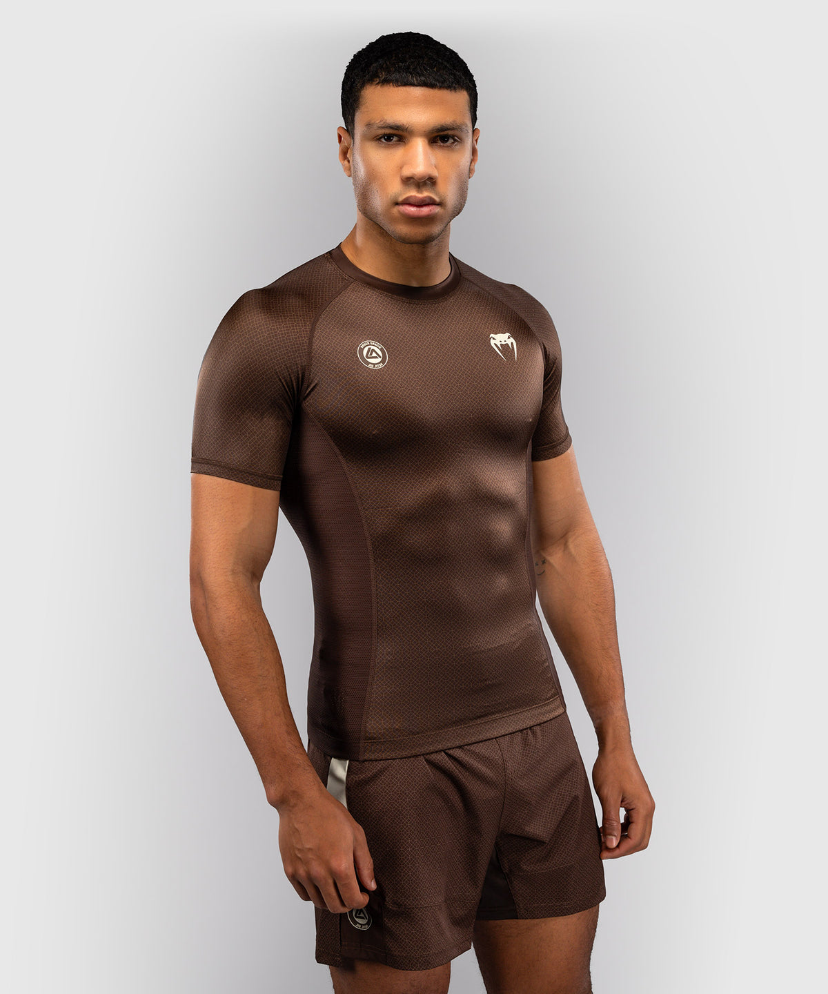 Rashguard à Manches Courtes Venum x Roger Gracie Academy - Marron Foncé