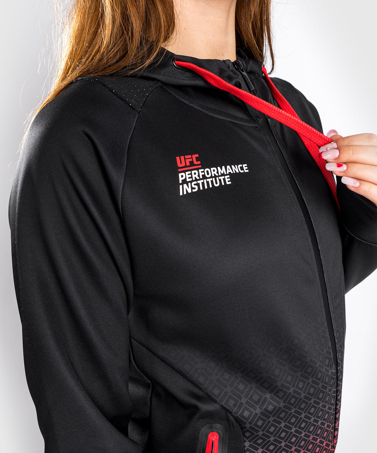 Felpa Con Cappuccio Venum UFC Performance Institute - Per Donna - Nero/Rosso
