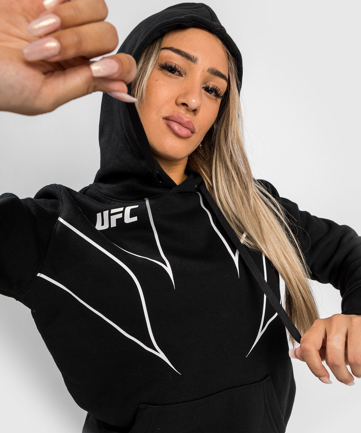 Felpa con cappuccio UFC Venum Fight Night 2.0 Replica Donna - Nero