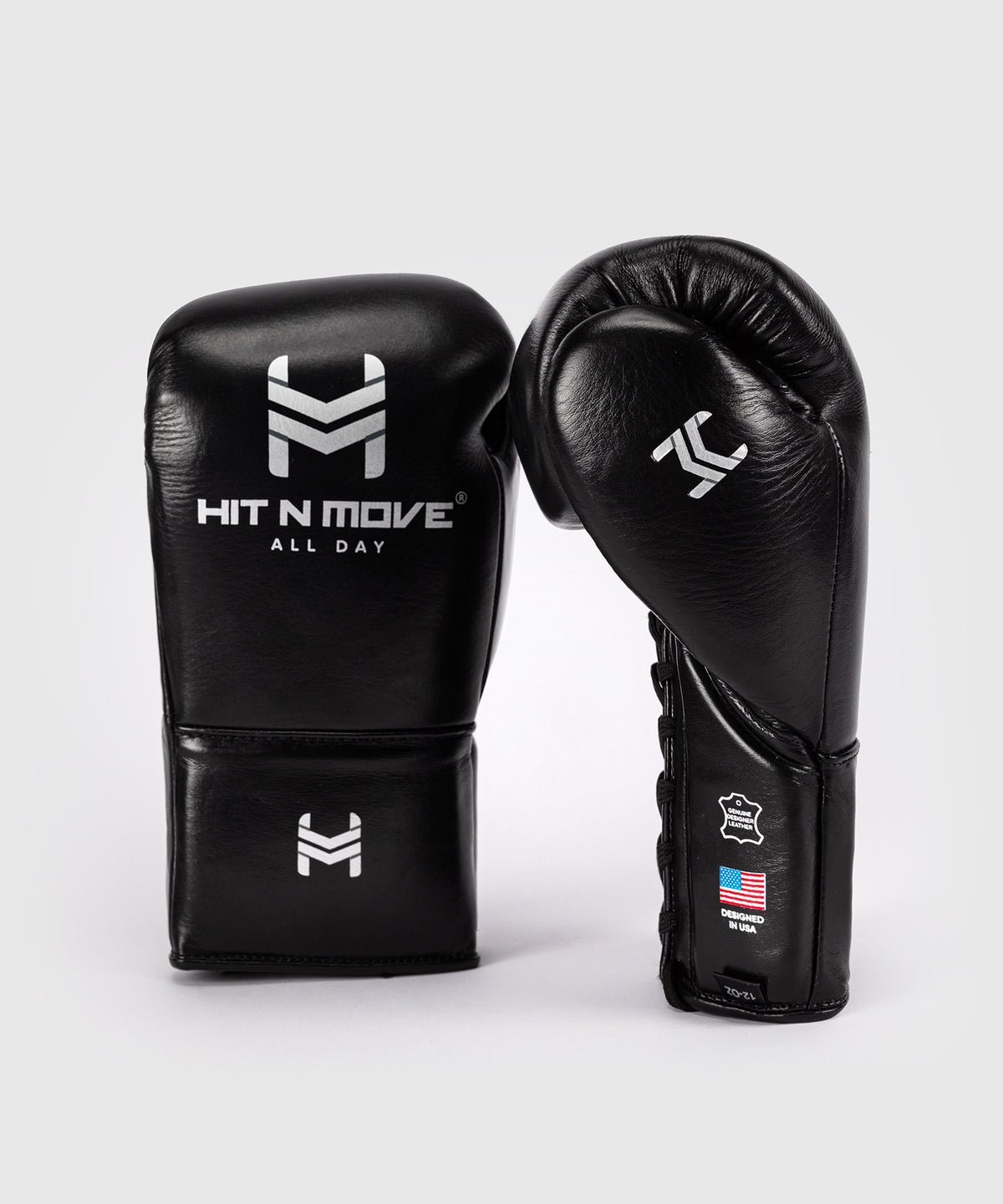 Hit N Move All Day® Pro Lace-up Boxing Gloves - Black