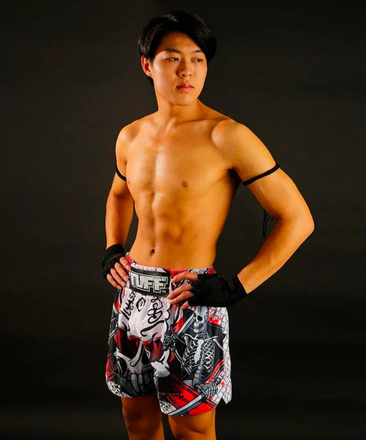 Short de Muay Thai Tuff Devil Skull - Blanc
