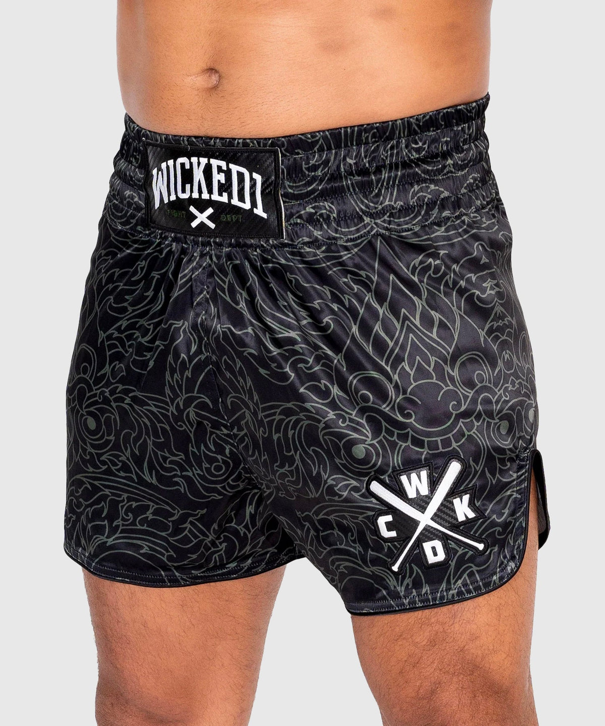 Wicked One Kwaï Muay Thai Shorts - Schwarz/Khaki