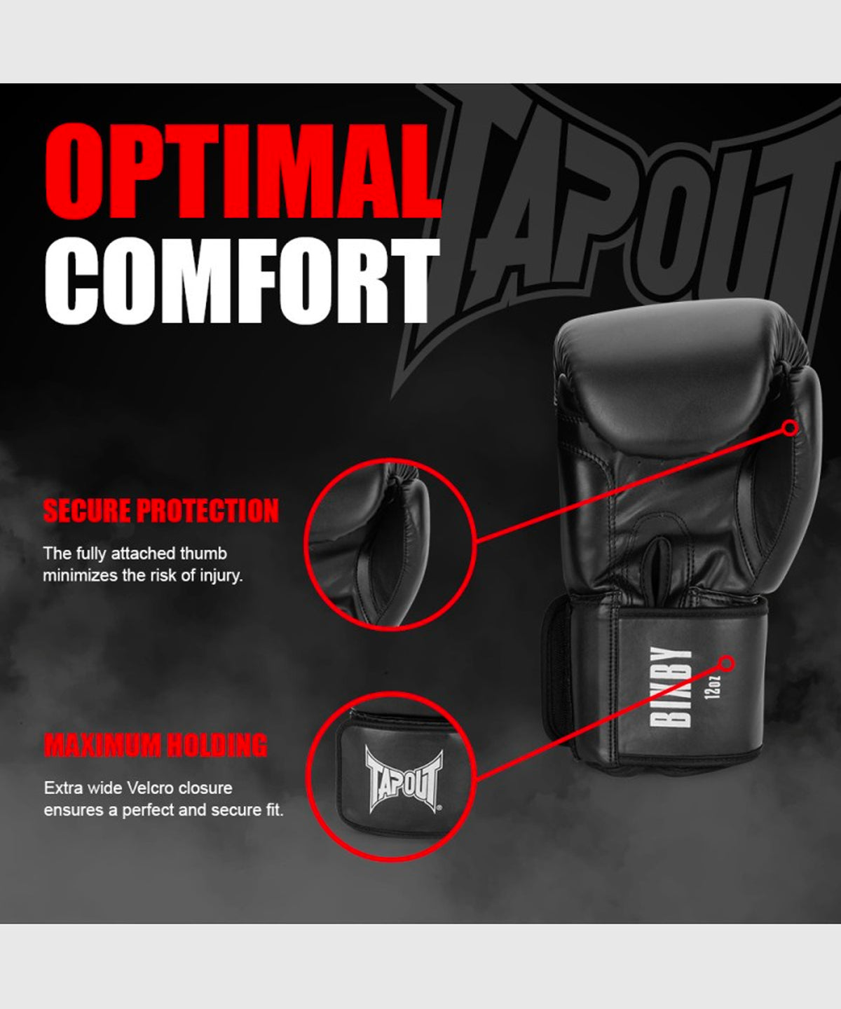 Gants de Boxe Tapout Bixby - Noir/Blanc