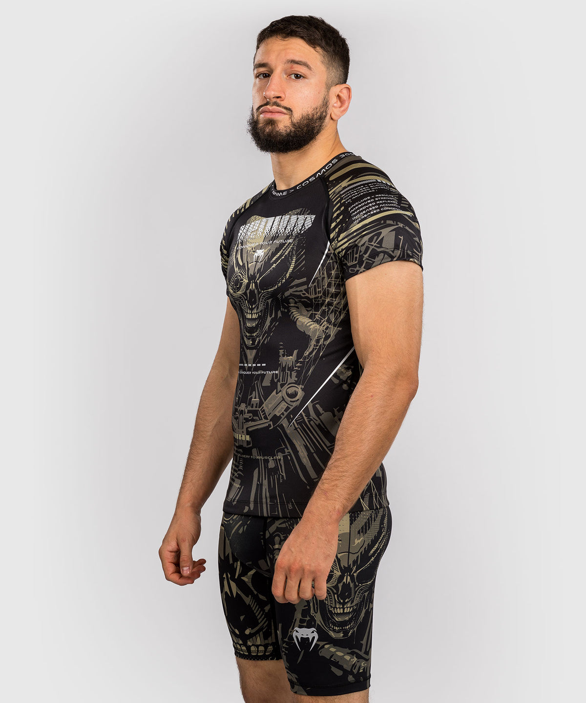 Venum Invader Kurzarm Rashguard - Schwarz/Sand