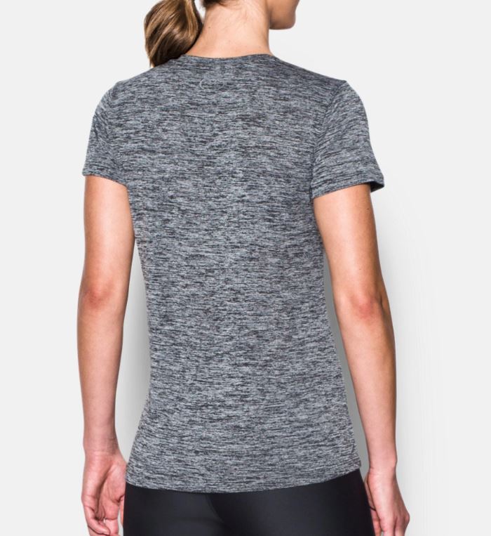Under Armour UA Tech™ Twist Camiseta Mujer Cuello V – Negro Jaspeado