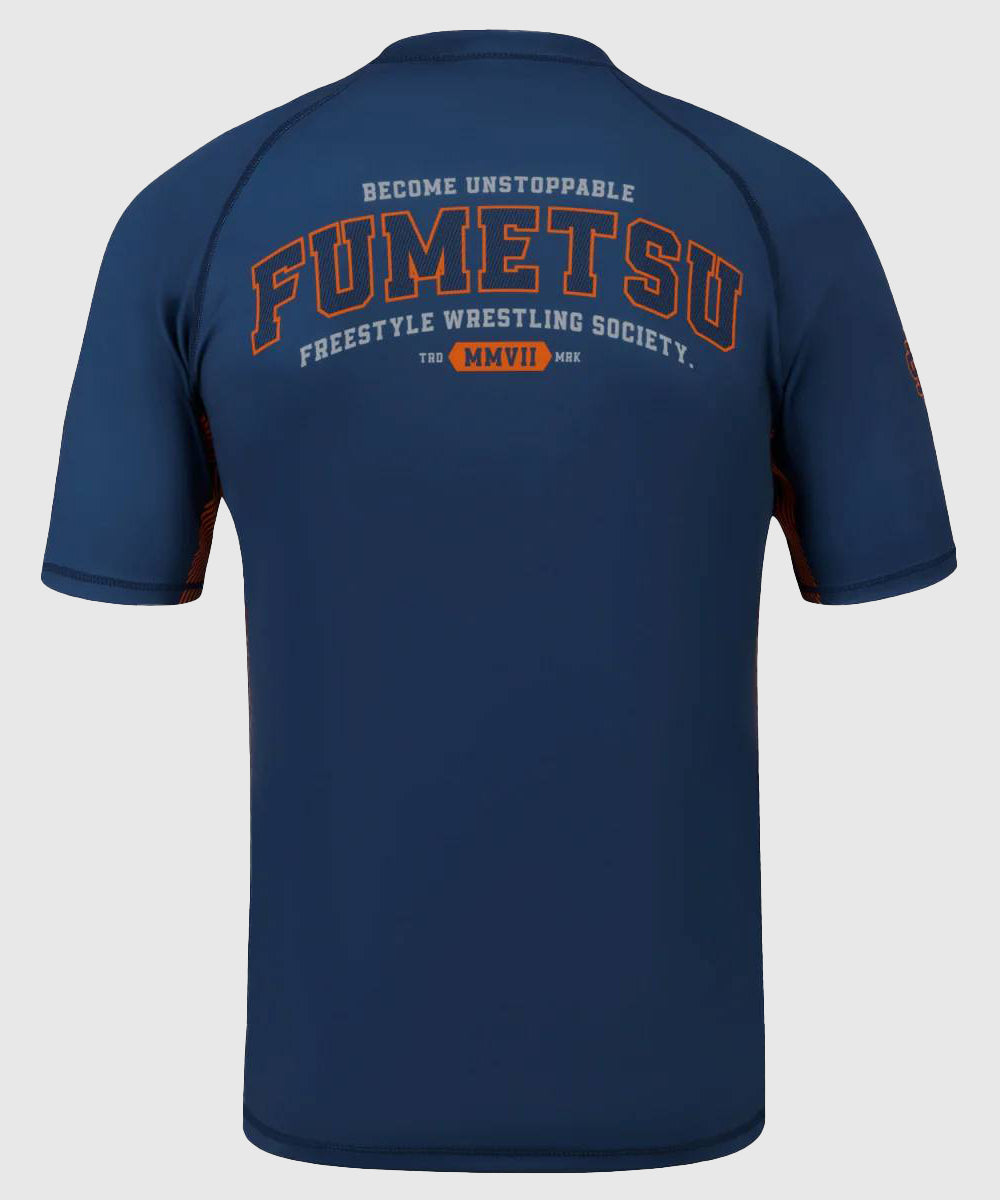 Fumetsu Varsity Kurzarm-Rashguard - Marineblau