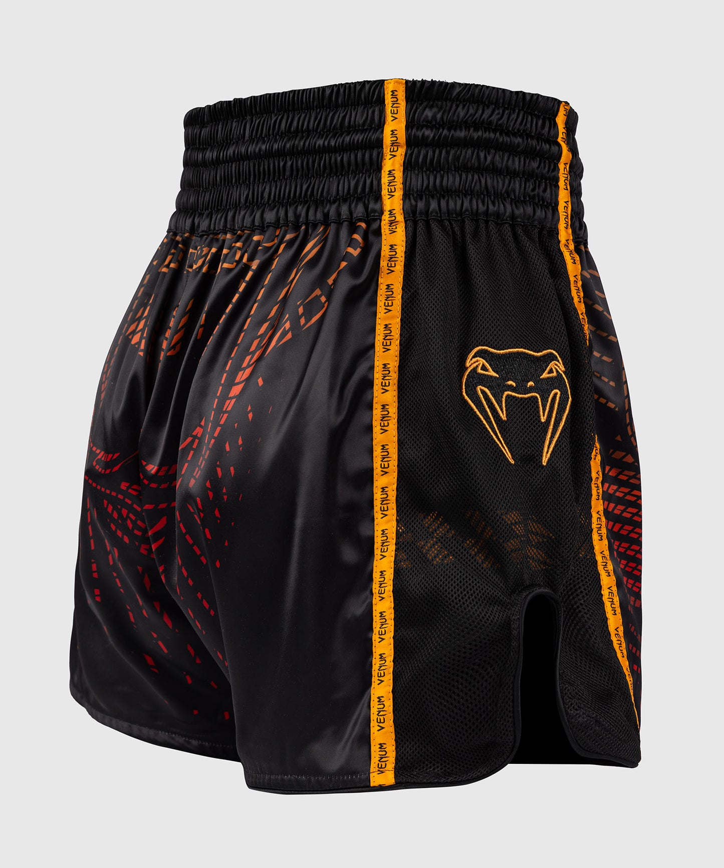 Short de Muay Thaï Venum Quetzal Fury - Noir/Rouge Fury/Mandarine