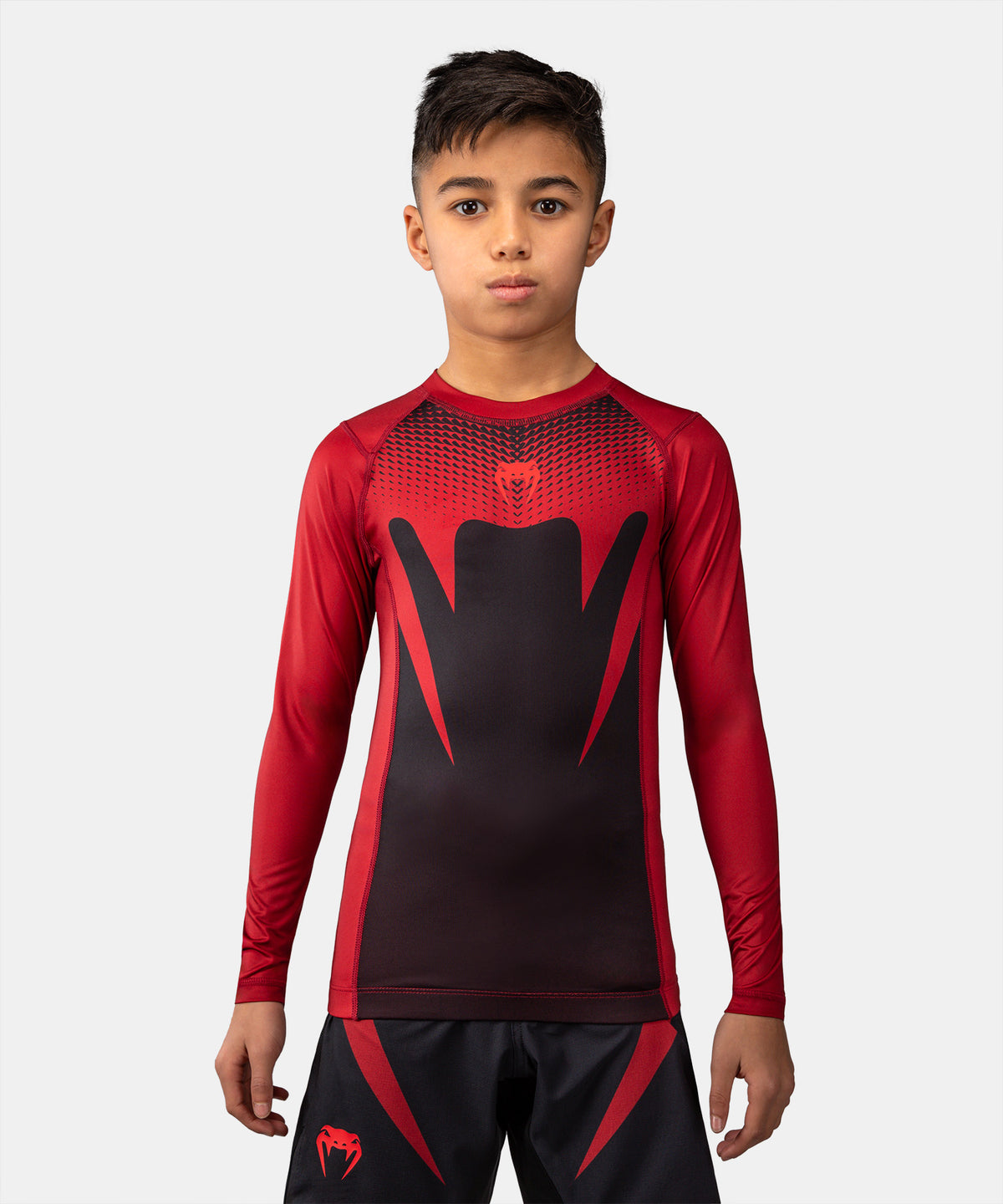 Venum Attack Kids Long Sleeve Rashguard - Black/Red