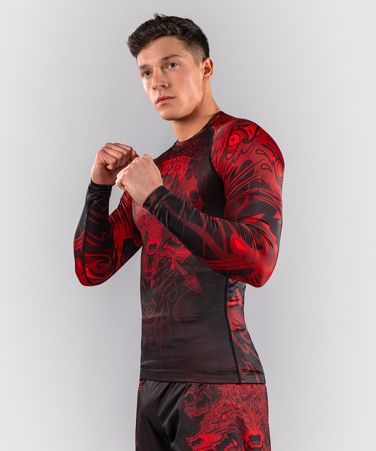 Venum Wolf Atak Langarm Rashguard – Schwarz/Rot