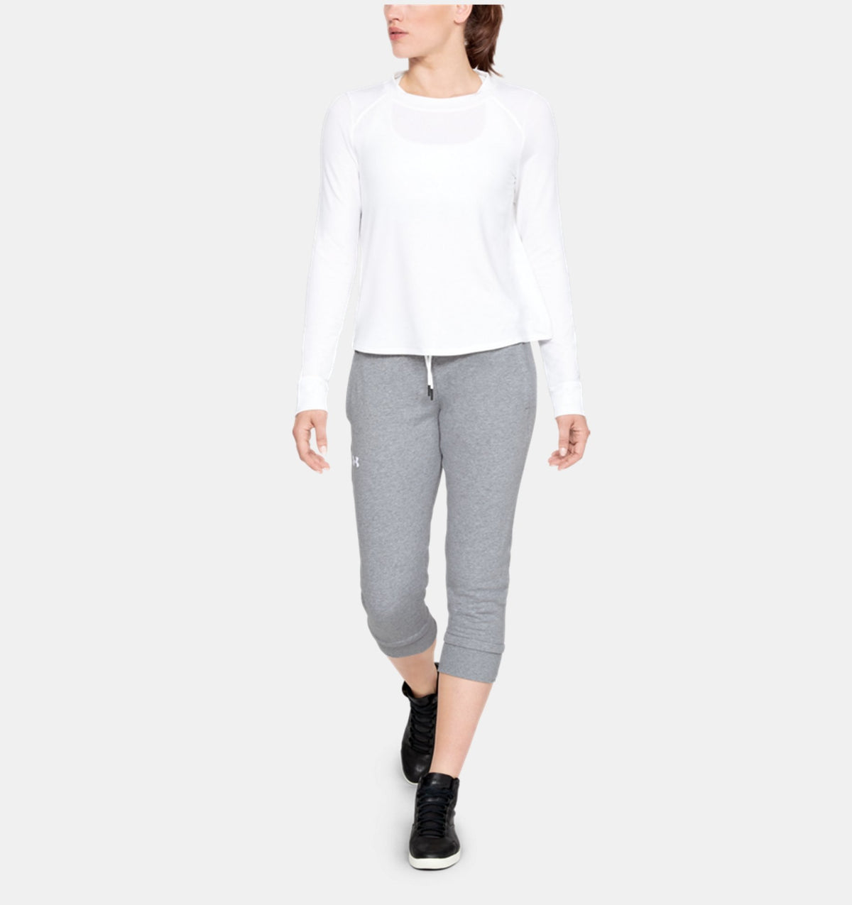Corsaire Femme Under Armour Fleece Slim Leg - Gris
