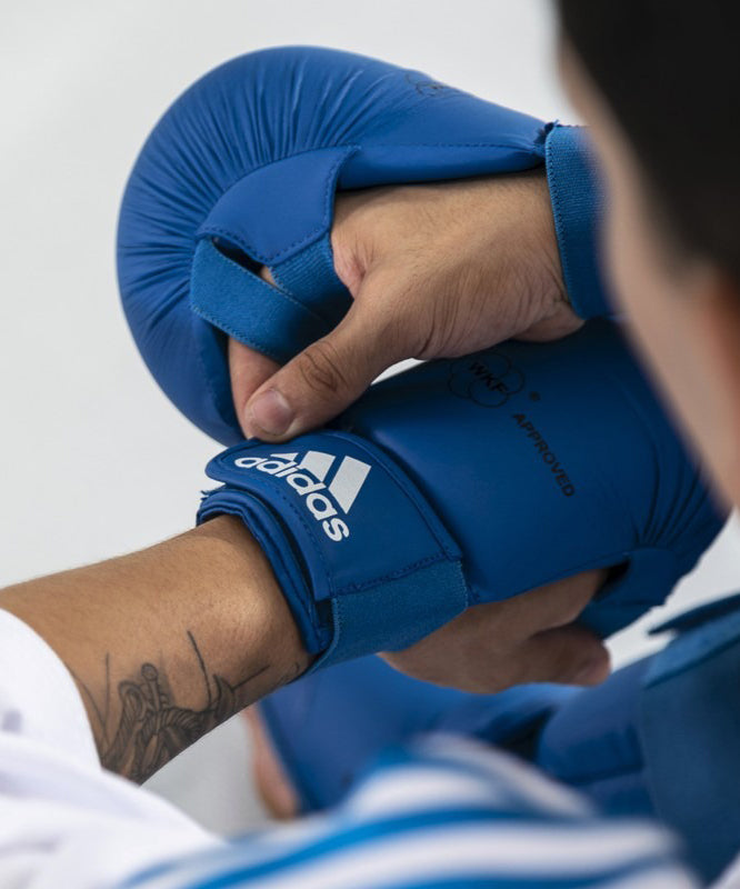Adidas WKF Karate Gloves without Thumb - Blue