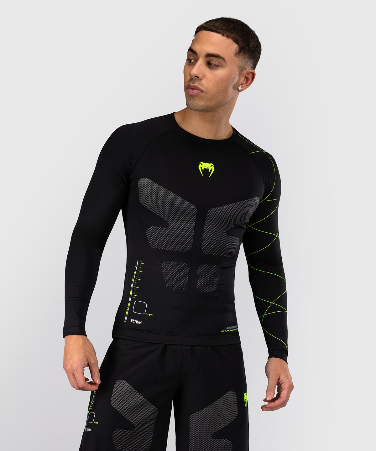 Venum Training Camp 4.0 Langarm Rashguard - Schwarz/Neongrün