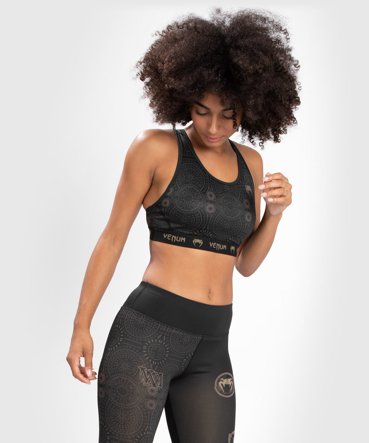 Venum Damen Santa Muerte Dark Side - Sport-BH - Schwarz/Braun