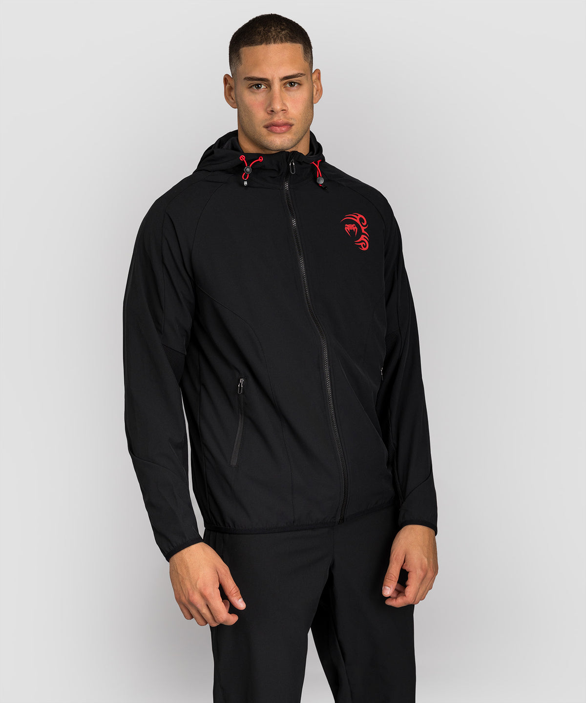 Veste de Survêtement Venum x Mike Tyson Tiger - Noir Profond/Rouge Intense