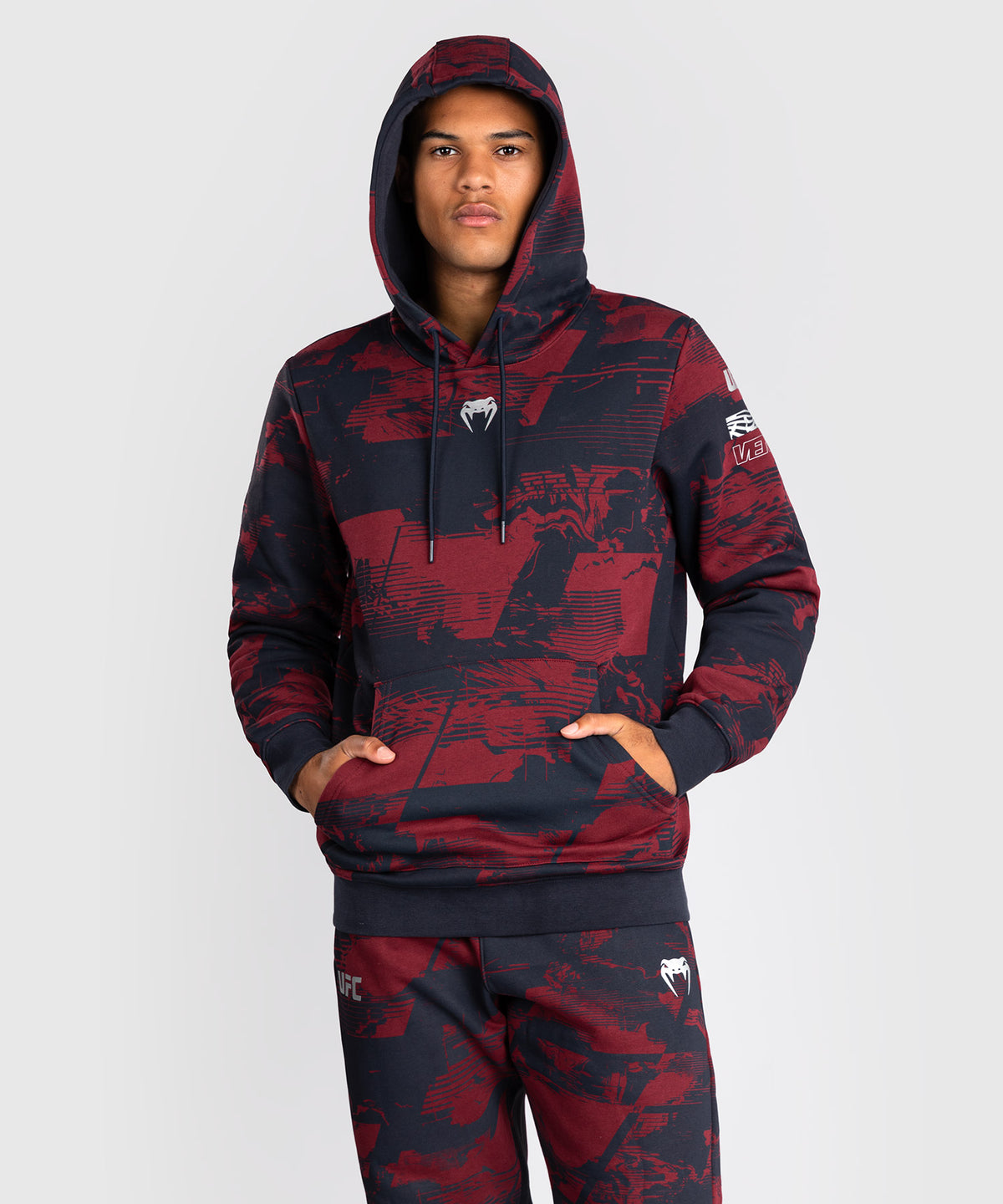 Sweat à capuche Homme UFC Zenith by Venum Authentic Fight Week - Bleu marine/Bordeaux/Argent