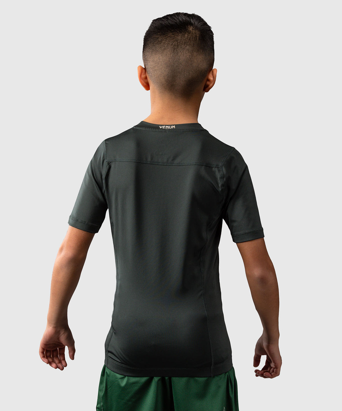 Venum Attack Kinder Kurzarm Rashguard - Waldgrün/Off Weiß