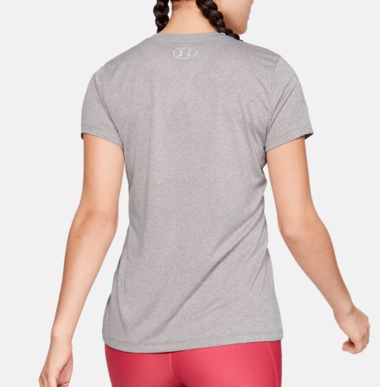Under Armour UA Tech™ Camiseta Mujer Cuello V Gráfico – Gris