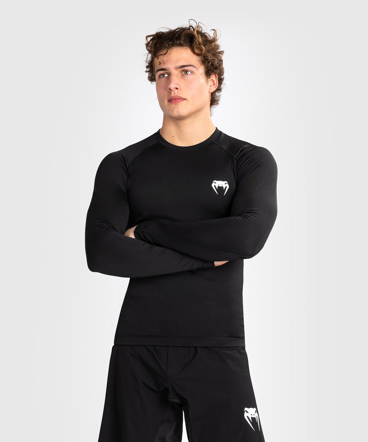 Venum Contender Lycra de manga larga para hombre - Negra/Blanca