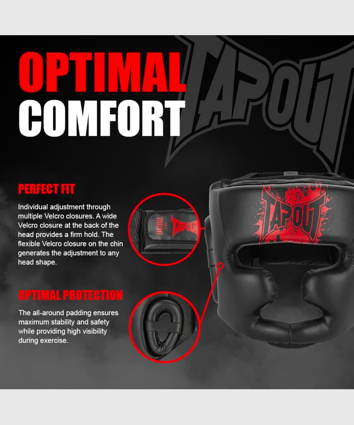 Tapout Casco de Boxeo - Negro/Rojo