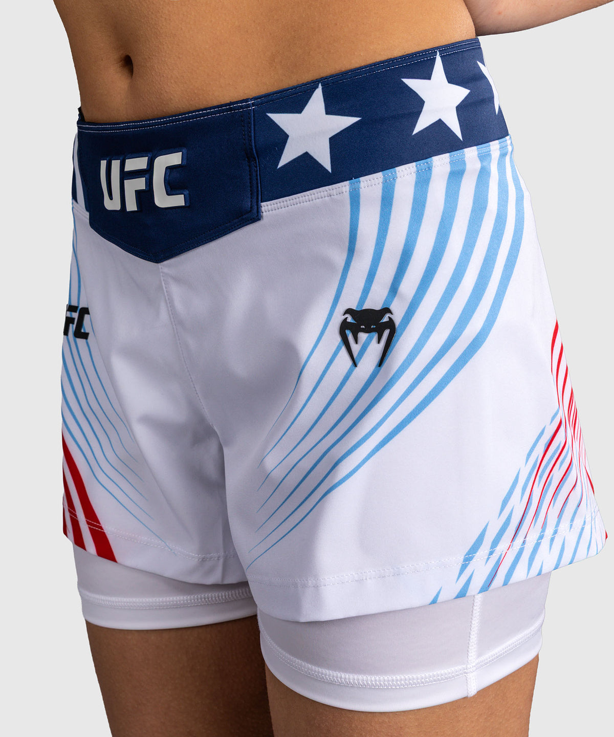 Women's Official UFC Freedom 250 by Venum White Authentic Fight Night Fight Short