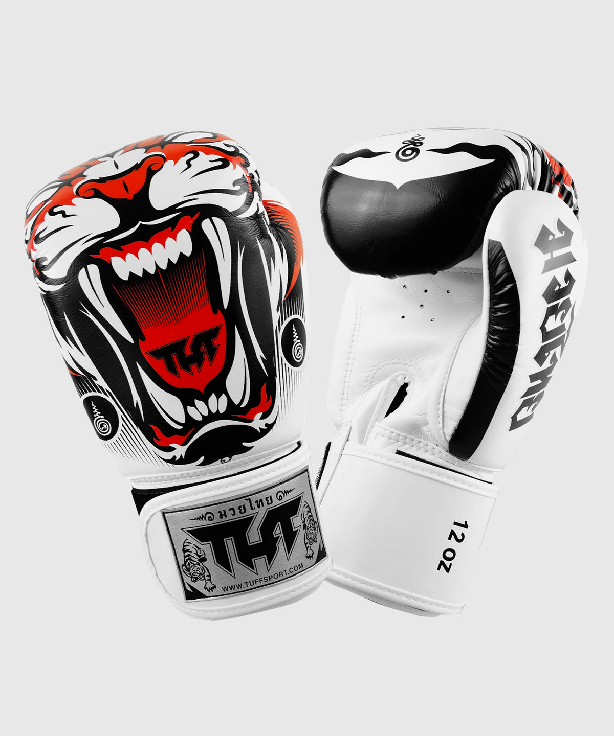 Tuff Tiger Leather Muay Thai Gloves - White