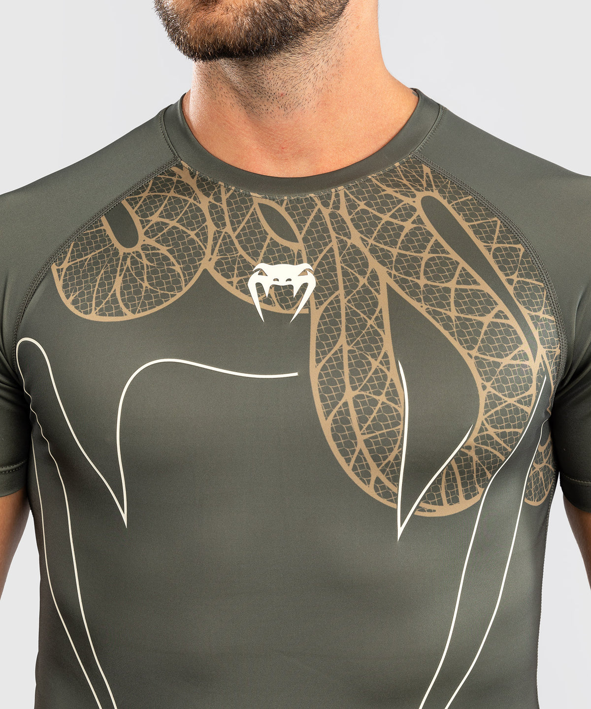 Venum Serpenti Rashguard de Manga Corta – Caqui/Bronce/Marfil