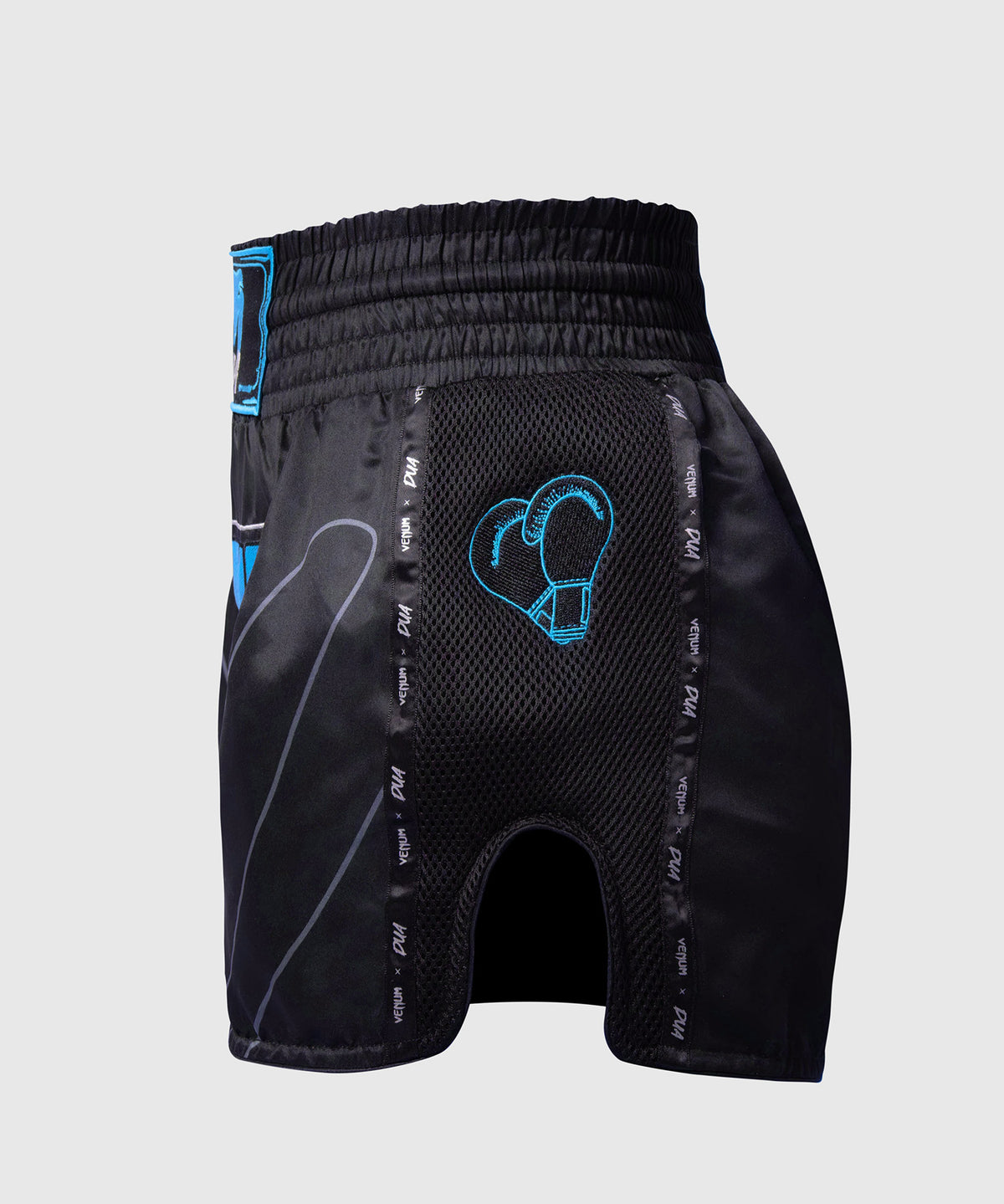 Short de Muay Thai Venum x Dua - Noir/Bleu électrique