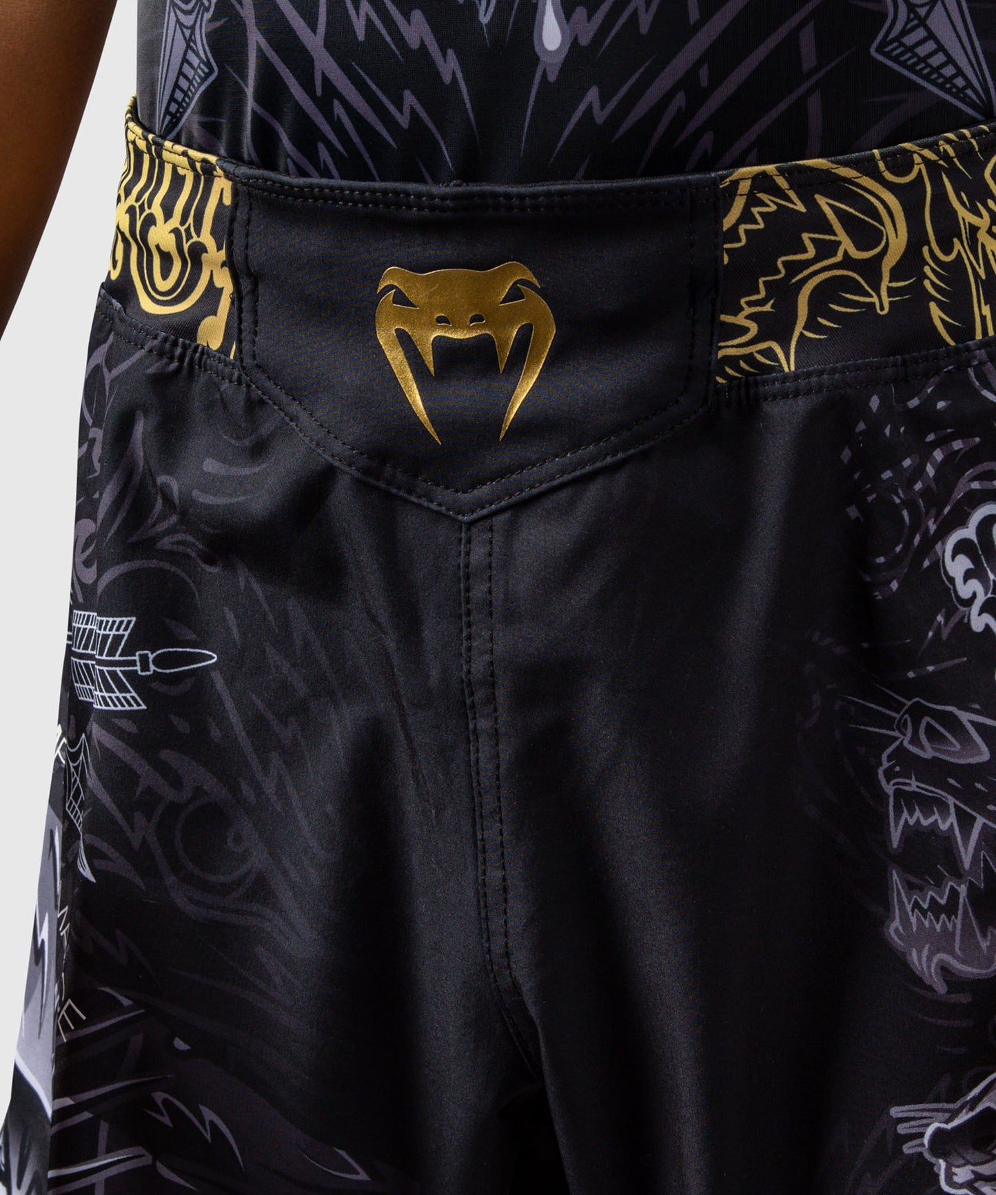 Venum Wolf Atak Kinder Fightshorts – Schwarz/Grau