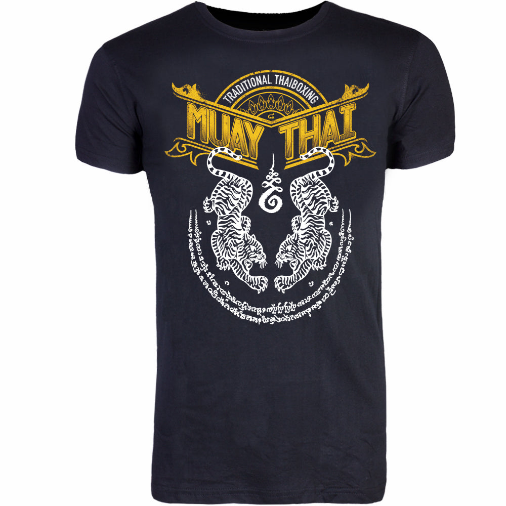 8 Weapons Sak Yant Tigers Muay Thai T-shirt - Black