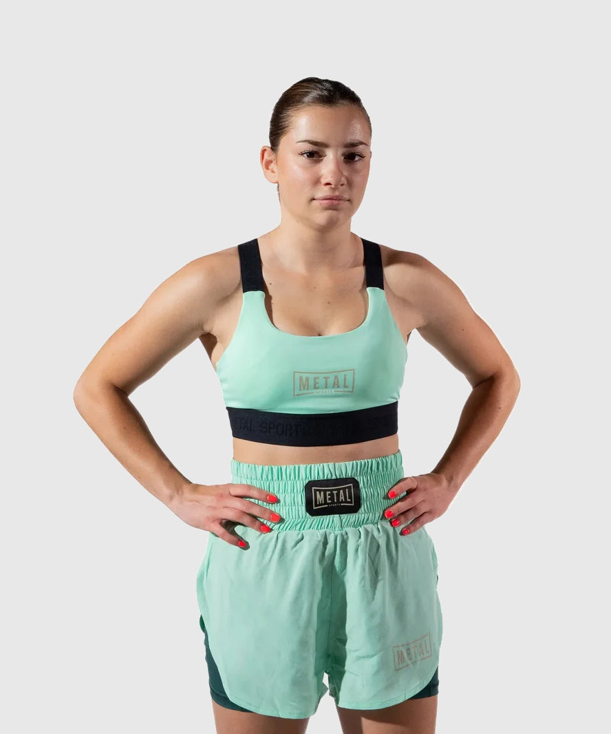 Metal Boxe Deep Waters Elastischer Damen-Sport-BH - Grün