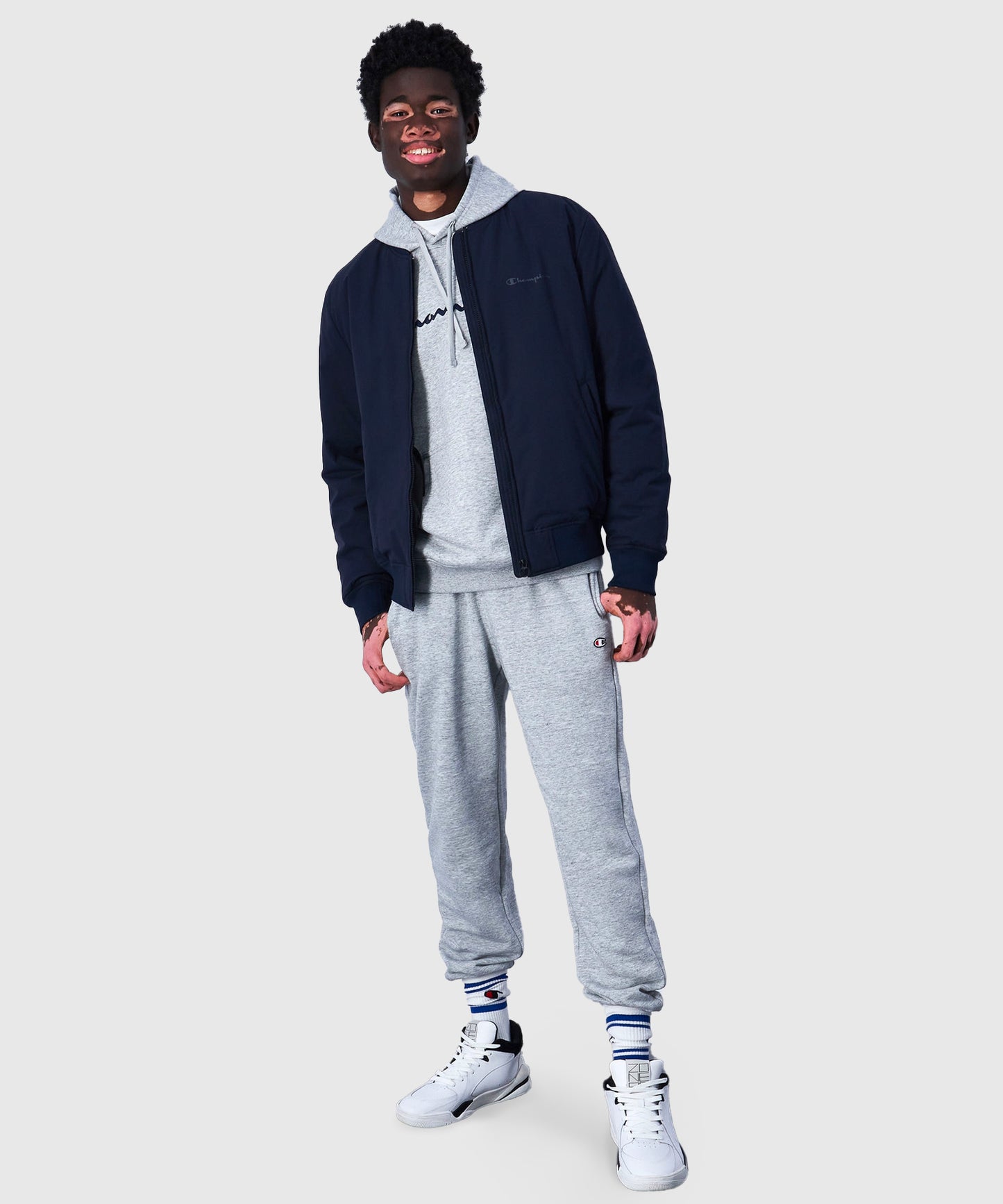 Champion Sudadera con Capucha Hombre – Gris Claro Jaspeado