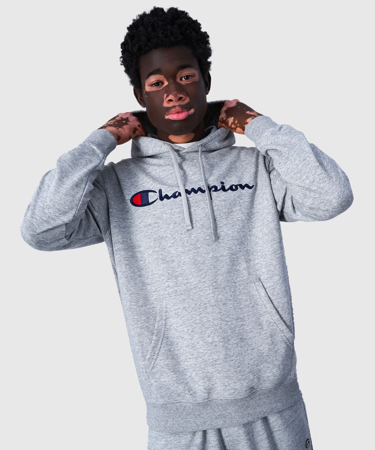 Champion Sudadera con Capucha Hombre – Gris Claro Jaspeado