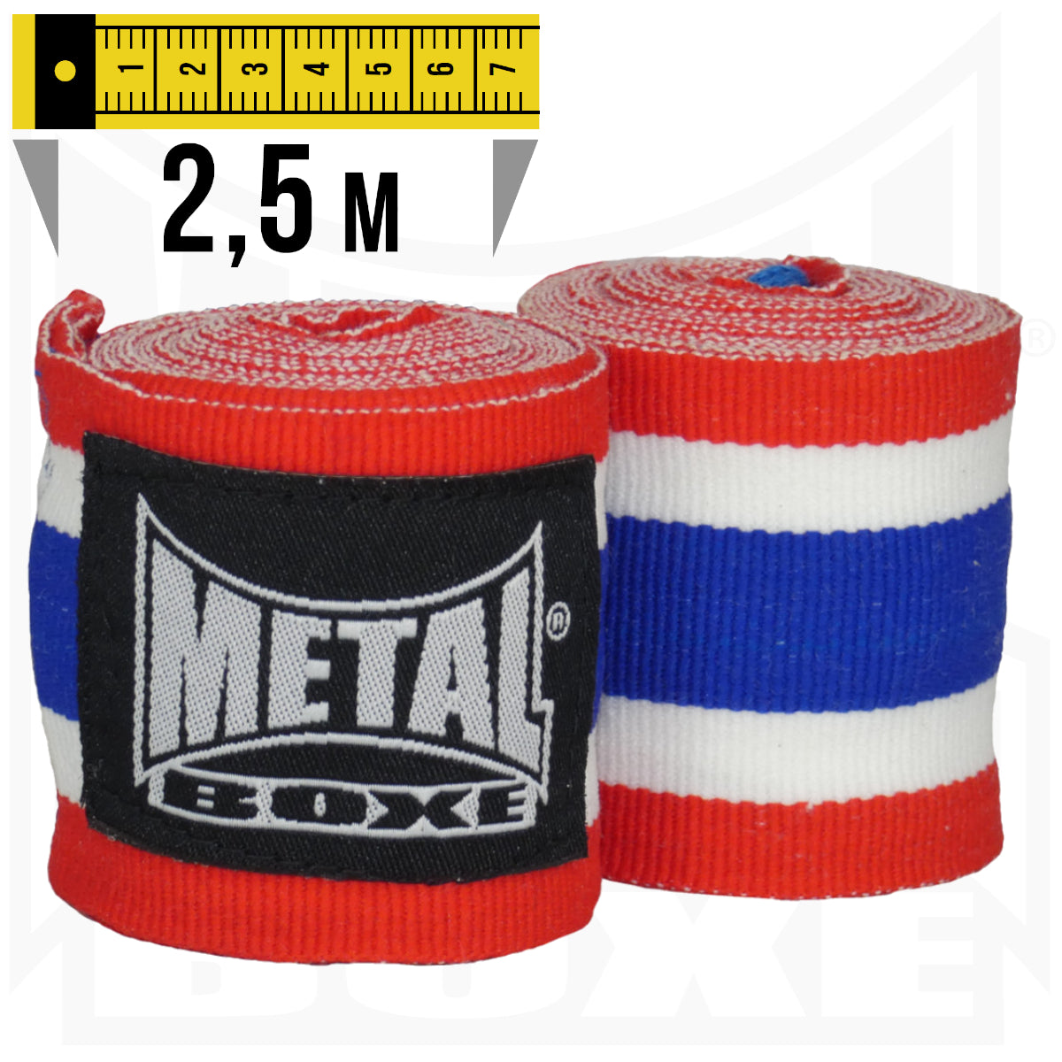Bandages de Boxe Metal Boxe – 2,5 m – Bleu/Blanc/Rouge