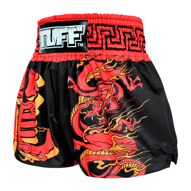 Tuff Red Dragon Pantalones de Muay Thai - Negro/Rojo